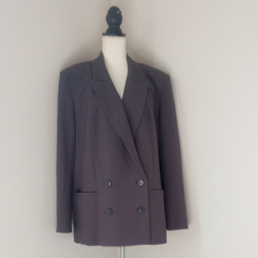 NWT Express Oversized  Women's Charcoal Double-Breasted Blazer Sz L